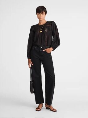NWT Madewell The Darted Barrel-Leg Jean in Washed Black Rigid- Still Full Price